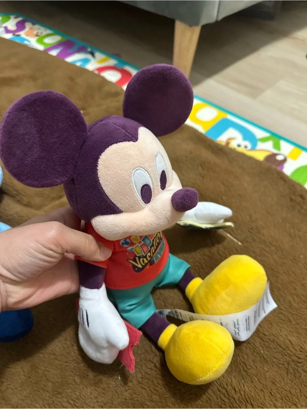 Disney Purple Mickey Mouse Plush with Red Shirt and Yellow Shoes